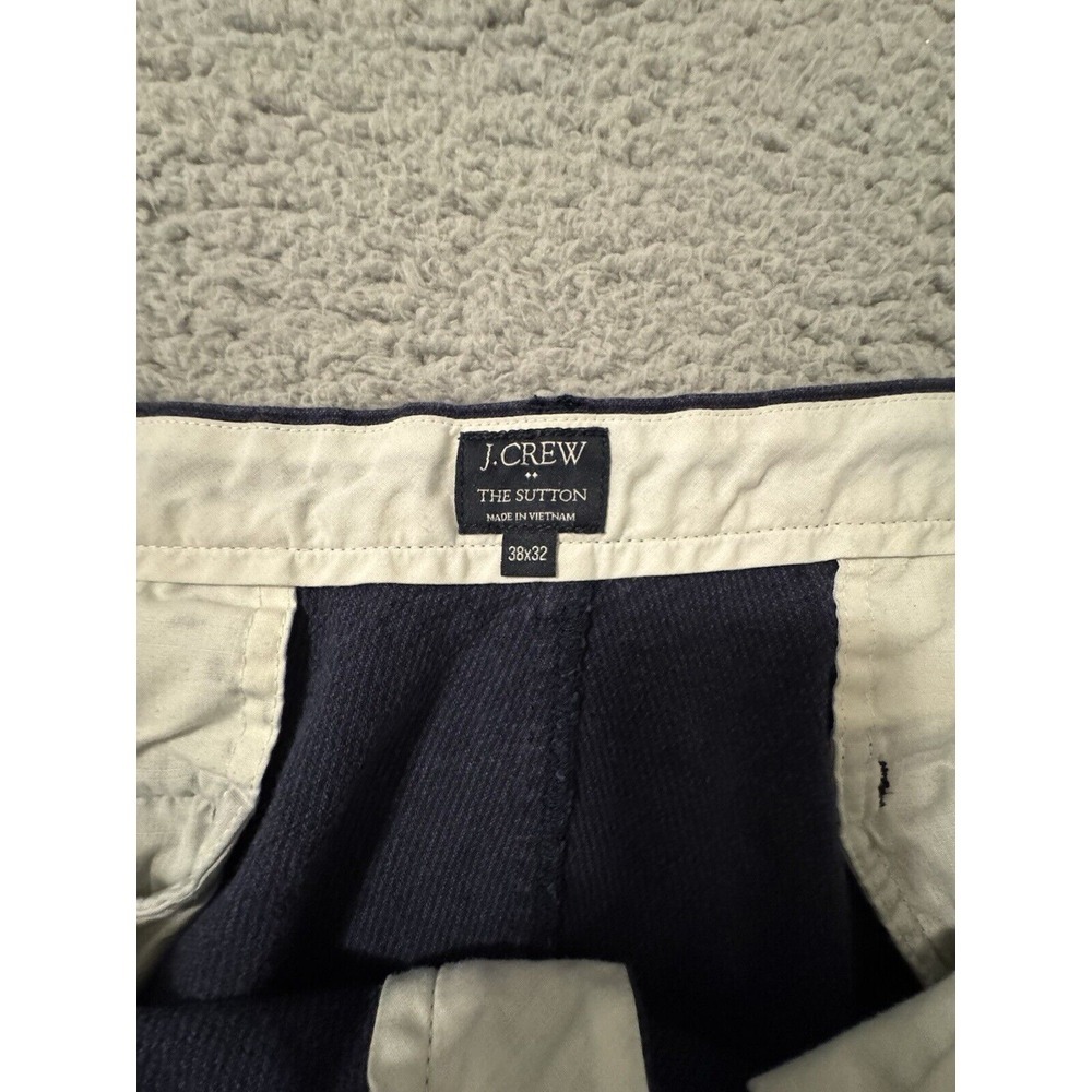 J. CREW Sutton Chino Pants Mens 38‎ Navy Blue Flat Front Dress Slacks Trousers - Picture 7 of 8